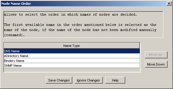 Node Name Order dialog box