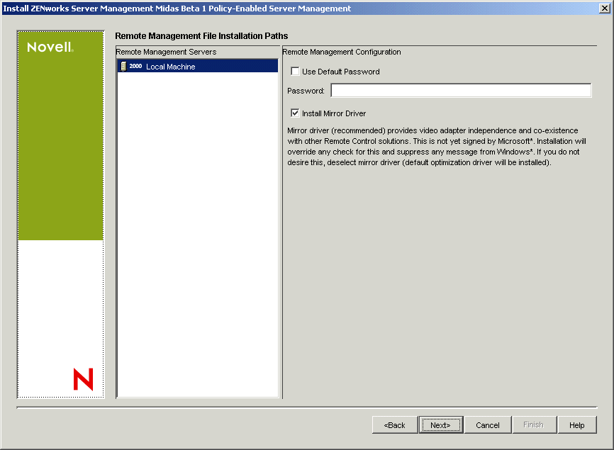 Remote Management Configuration page.