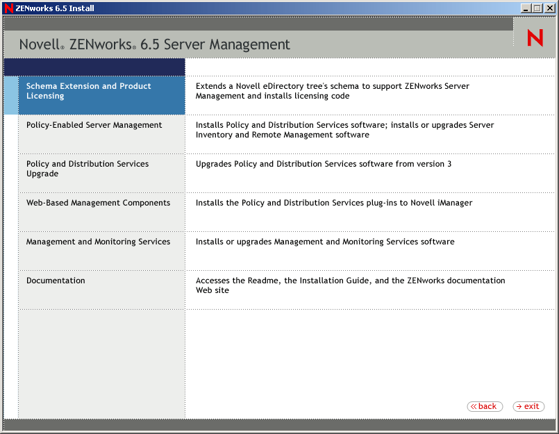 Schema Extension and Product Licensing menu option