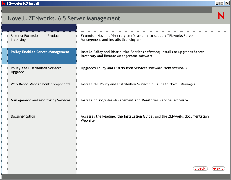 Policy-Enabled Server Management option on the ZENworks Server Management menu