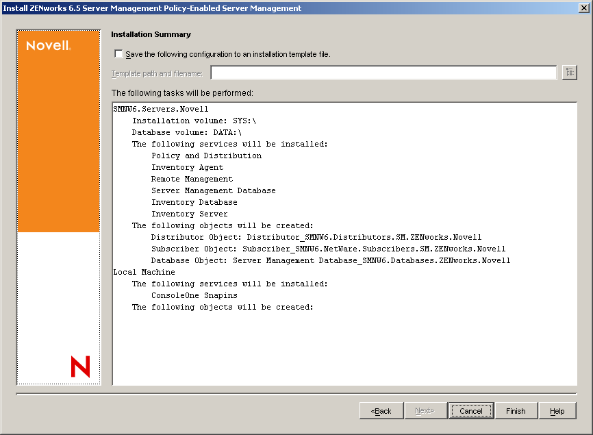 Installation Summary page