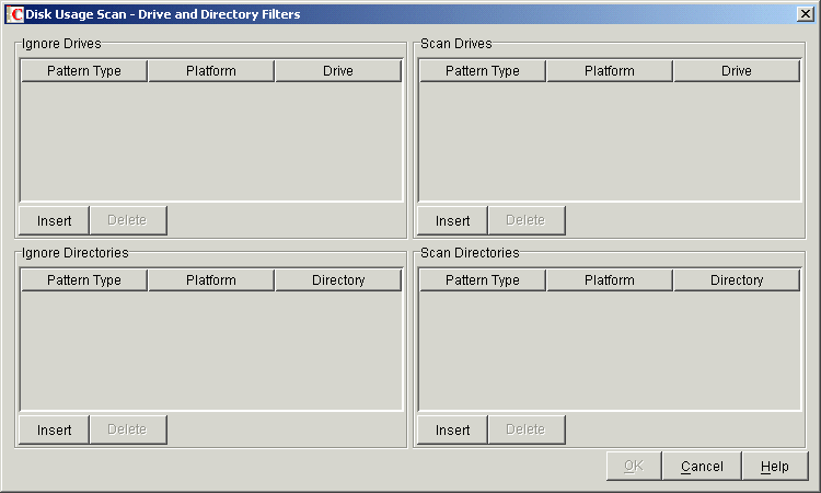 Disk Usage Scan - Drive and Directory Filters dialog box