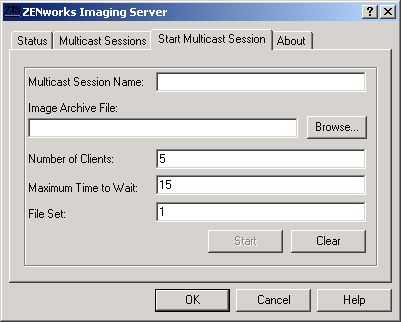 The ZENworks Imaging Server dialog box.