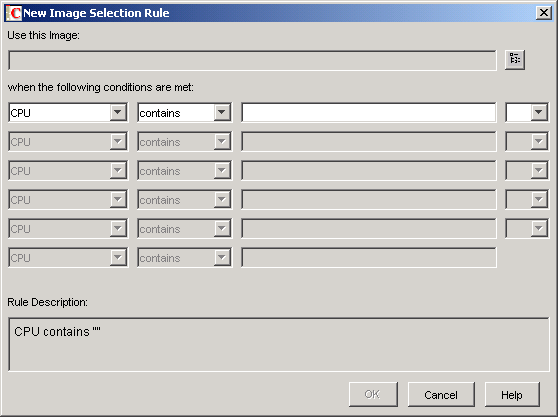 The New Image Selection Rule dialog box.