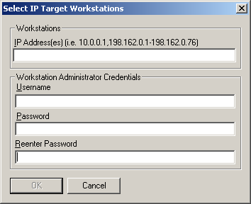 Select IP Target Workstations dialog box.