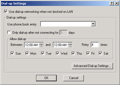 Dial-up Settings dialog box