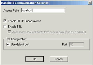 Handheld Communication Settings dialog box