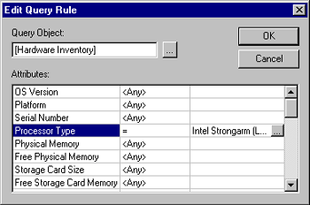 Select Query Object dialog box