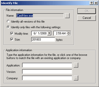Identify File dialog box