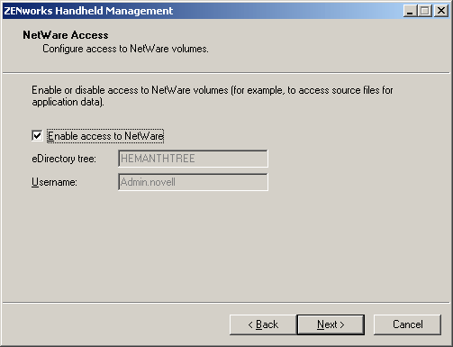 NetWare Access dialog box