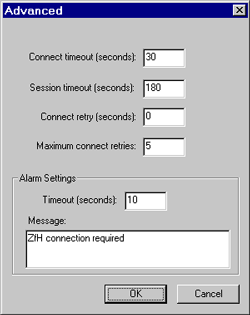 Palm OS IP client Advance configuration page
