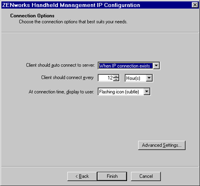 Palm OS IP client connection page