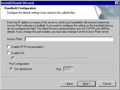 Windows CE IP Client configuration page