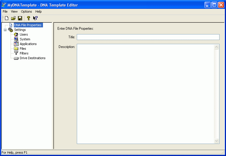 The Desktop DNA Template Editor dialog box.