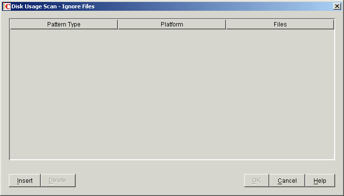 Disk Usage Scan - Ignore Files dialog box