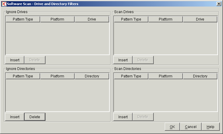 Software Scan - Drive and Directory Filters dialog box