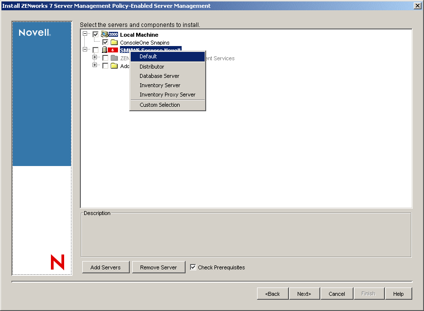 Server selection page with right-click options displayed.