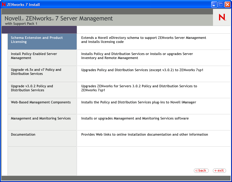 Schema Extensions option on the ZENworks Server Management menu