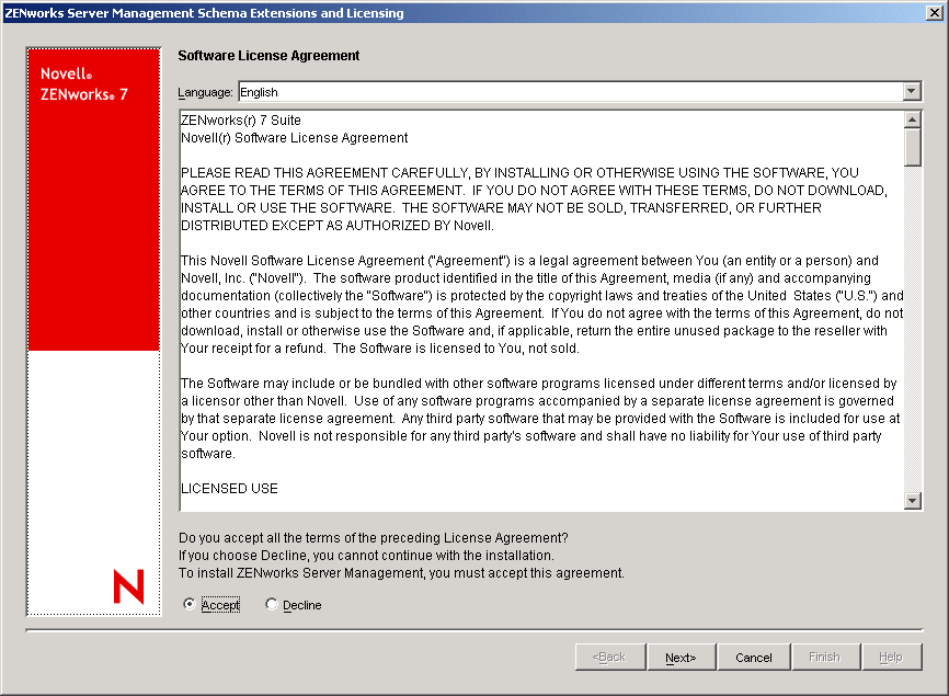 Software License Agreement page.
