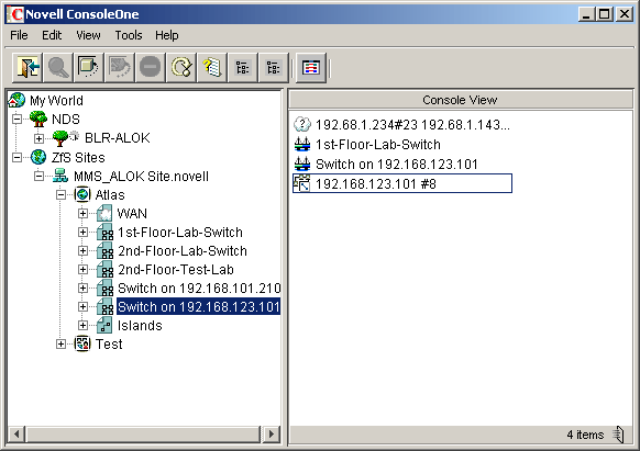 The ZfS management console snap-in to ConsoleOne