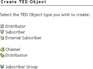 Create TED Object dialog box