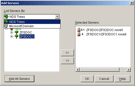 Add Servers dialog box