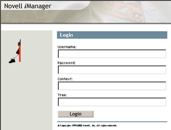 Novell iManager login dialog box