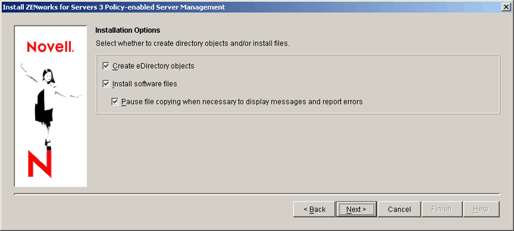 Installation Options page