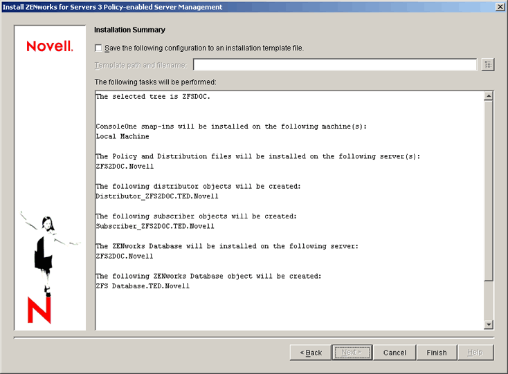 Installation Summary page