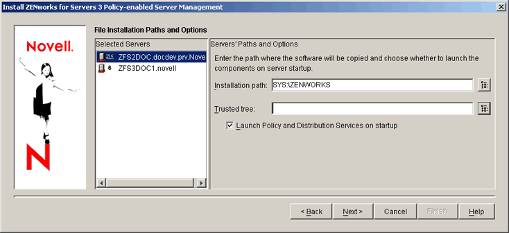 File Installation Paths and Options page with Trusted Tree field