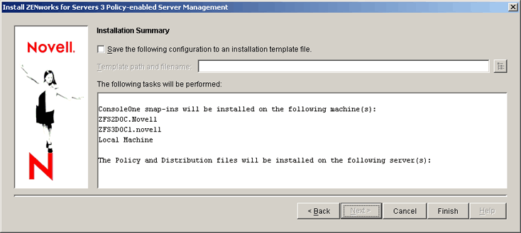 Installation Summary page