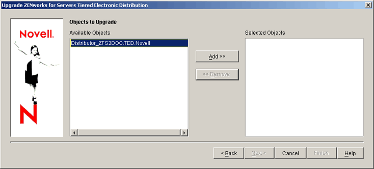 Objects to Upgrade page with objects to select