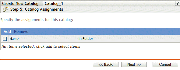 Catalog Assignments page