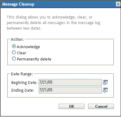 Message Cleanup window