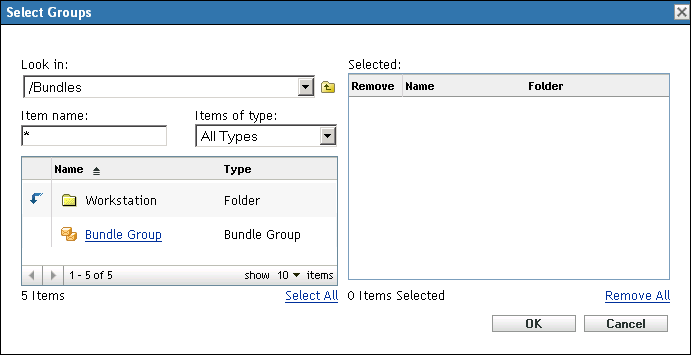 Select Groups dialog box
