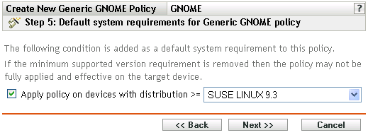 Default System Requirements for Generic GNOME Policy page