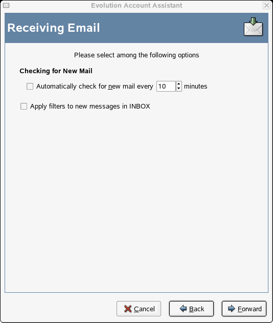 Opciones de recepcin de Directorios de correo en formato Maildir
