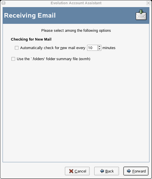 Opciones de recepcin de Directorios de correo en formato MH