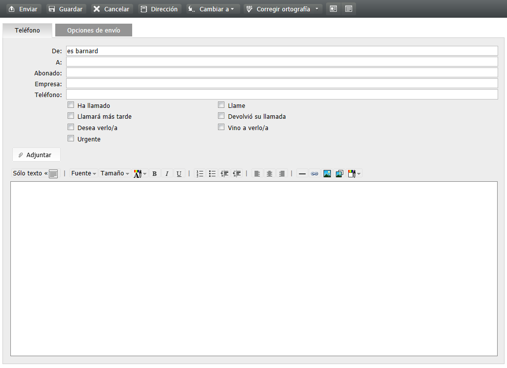 Vista Mensaje telefónico