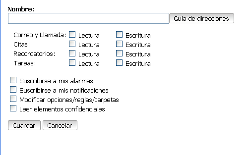 Recuadro de diálogo Opciones de seguridad con la pestaña Acceso del apoderado abierta