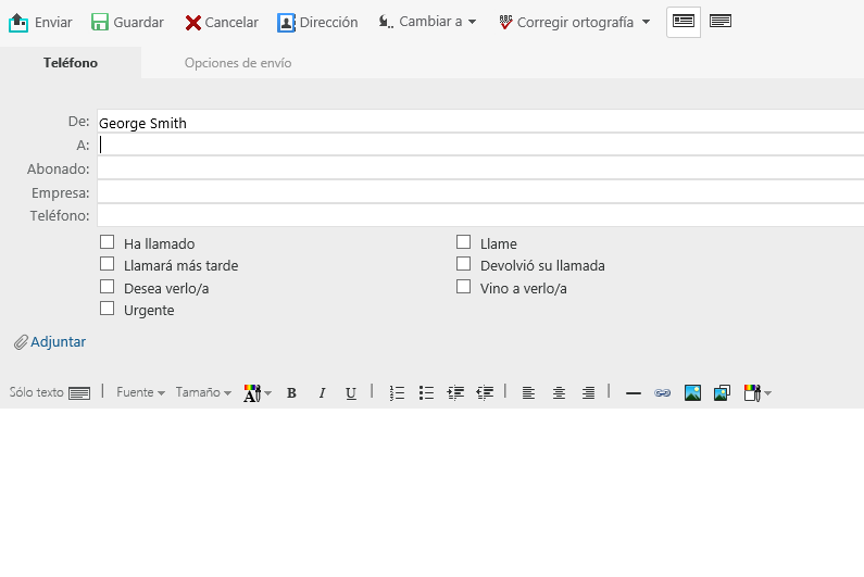 Vista Mensaje telefónico