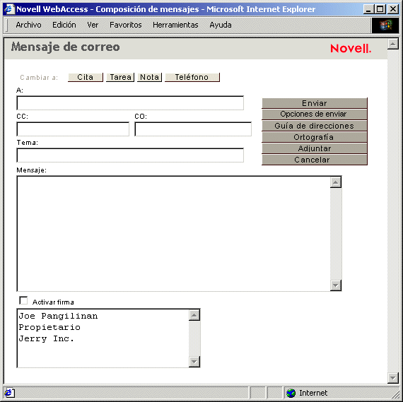 Vista Mensaje de correo