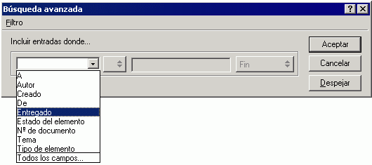 Recuadro de di�logo B�squeda avanzada