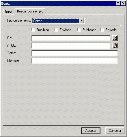 Recuadro de di�logo Buscar con la pesta�a Buscar por ejemplo abierta
