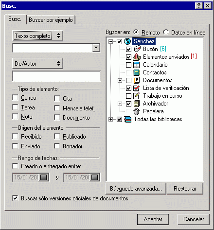 Recuadro de di�logo Buscar