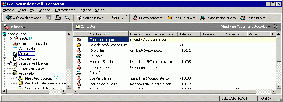 Buzón con la carpeta Contactos
