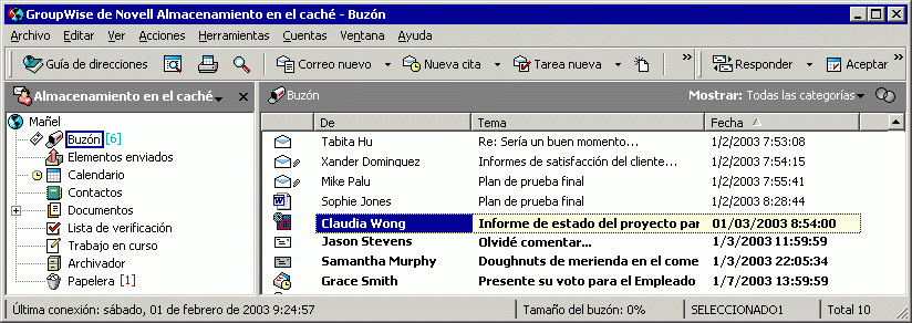 Ventana principal con el men Cuentas