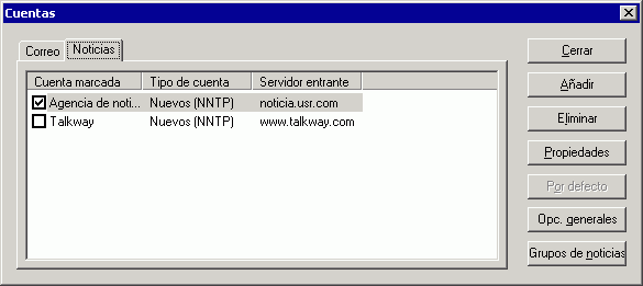 Recuadro de dilogo Cuentas