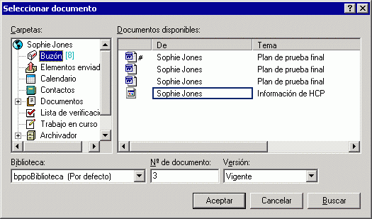 Recuadro de diálogo Seleccionar documento