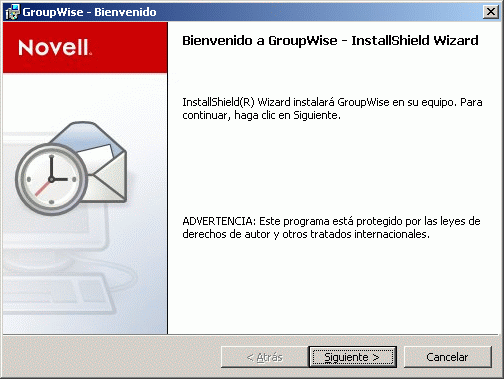 Programa de configuración del cliente de Windows de GroupWise